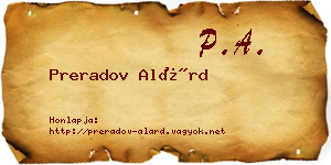 Preradov Alárd névjegykártya